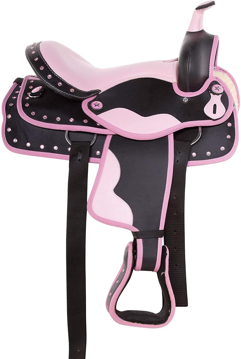 Deen, Enterprises Deen, Enterprises Youth Child Synthetic Western Pony Miniature Horse Saddle Tack Get Matching Headstall, Breast Collar & Saddle Pad Size 10\" to 12\" Inches Seat Available (11\" Inches seat)