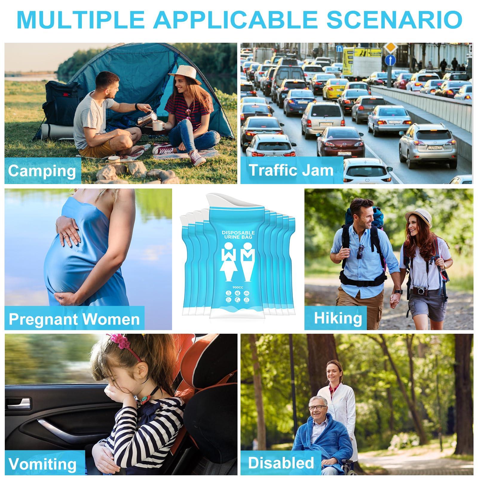 Ymiumre Ymiumre 10 Pack Disposable Urine Bags, 900ML Pee Bags for Travel for Men Women, Disposable Urinal Bags and Unisex Urinal Bag, Vomit Bags, Pee Bag for Traffic Jams, Camping, Pregnant, Patient