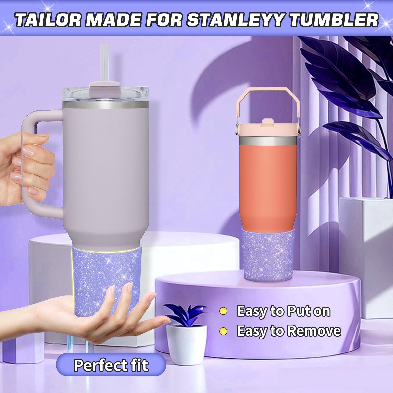 WUQID WUQID Glitter Higher Silicone Boot Compatible with Stanley Quencher H2.0 40oz 30oz 20oz & IceFlow Flip 30oz 20oz, Tumbler Cups Anti-Slip Bottom Sleeve Cover