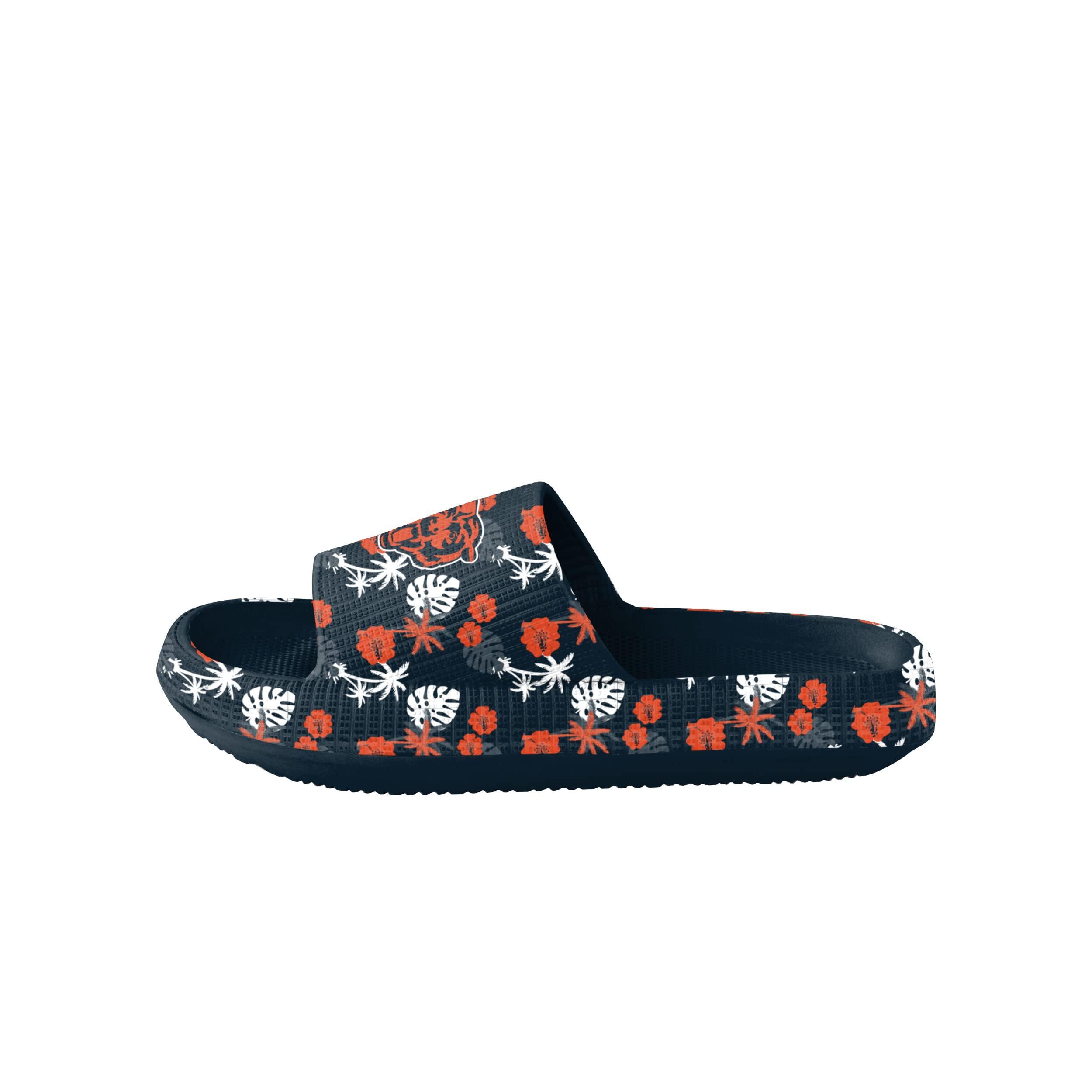 FOCO FOCO Women\'s NFL Logo Ladies Floral Pillow Slides Sandals, Team Color, 5-6
