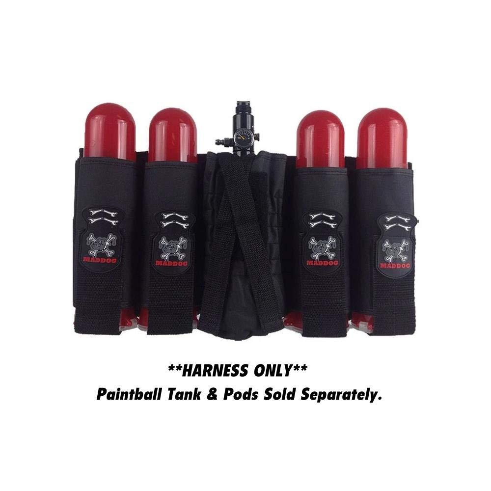 Maddog Maddog 4+1 Vertical Paintball Harness Pod Pack | Paintball Pod Holder Belt with Pouch for up to 88ci. Paintball Tank Bottle | Remote Coil Compatible