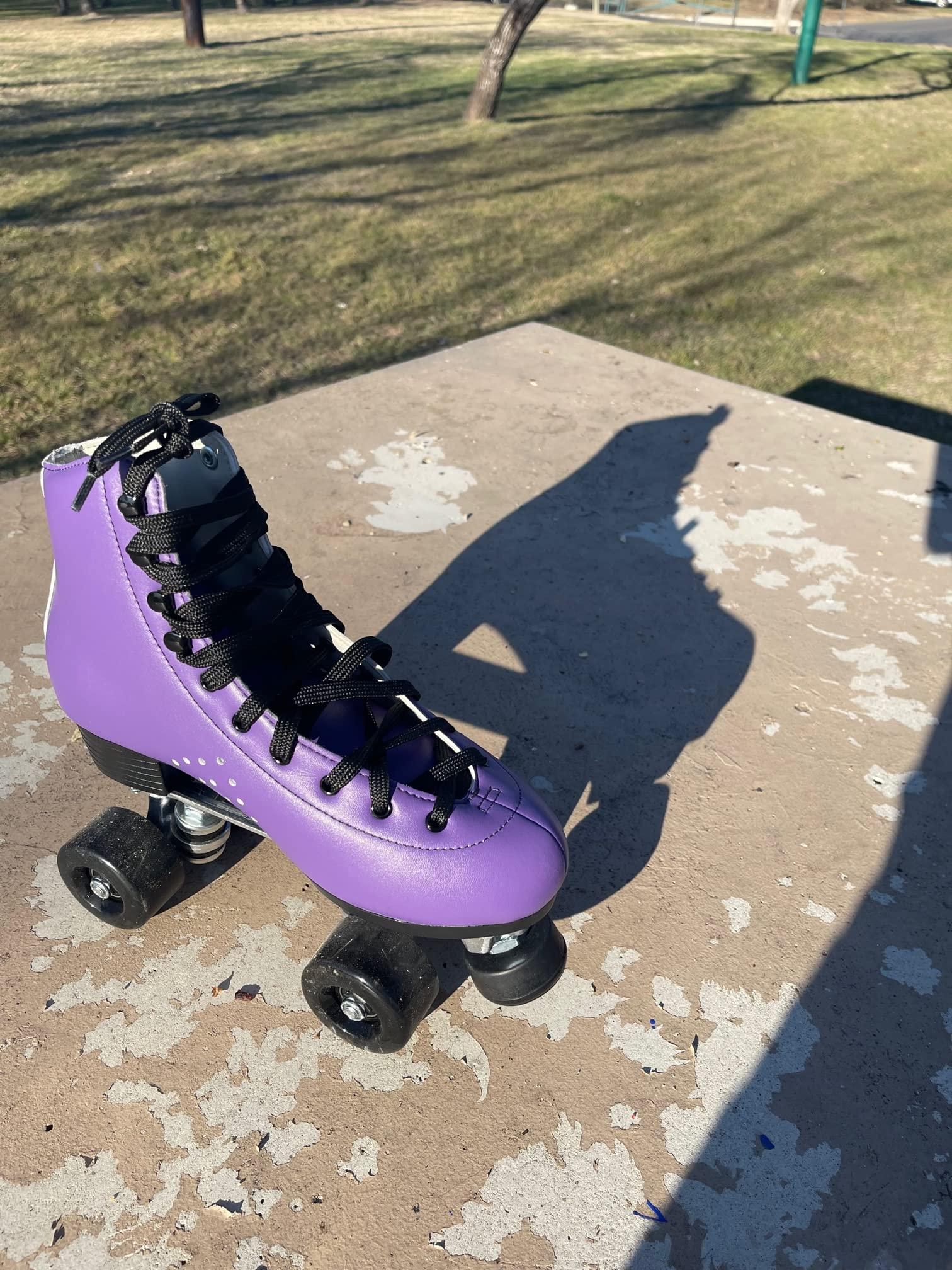 J. Zanti J. Zanti Vintage Roller Skates for Women & Men Classic Retro Purple Quad Roller Skates, Microfiber Leather Boot w/ Aluminum Plates Ideal for Men, Women, Beginner - Women\'s 7/ Men\'s 6, White