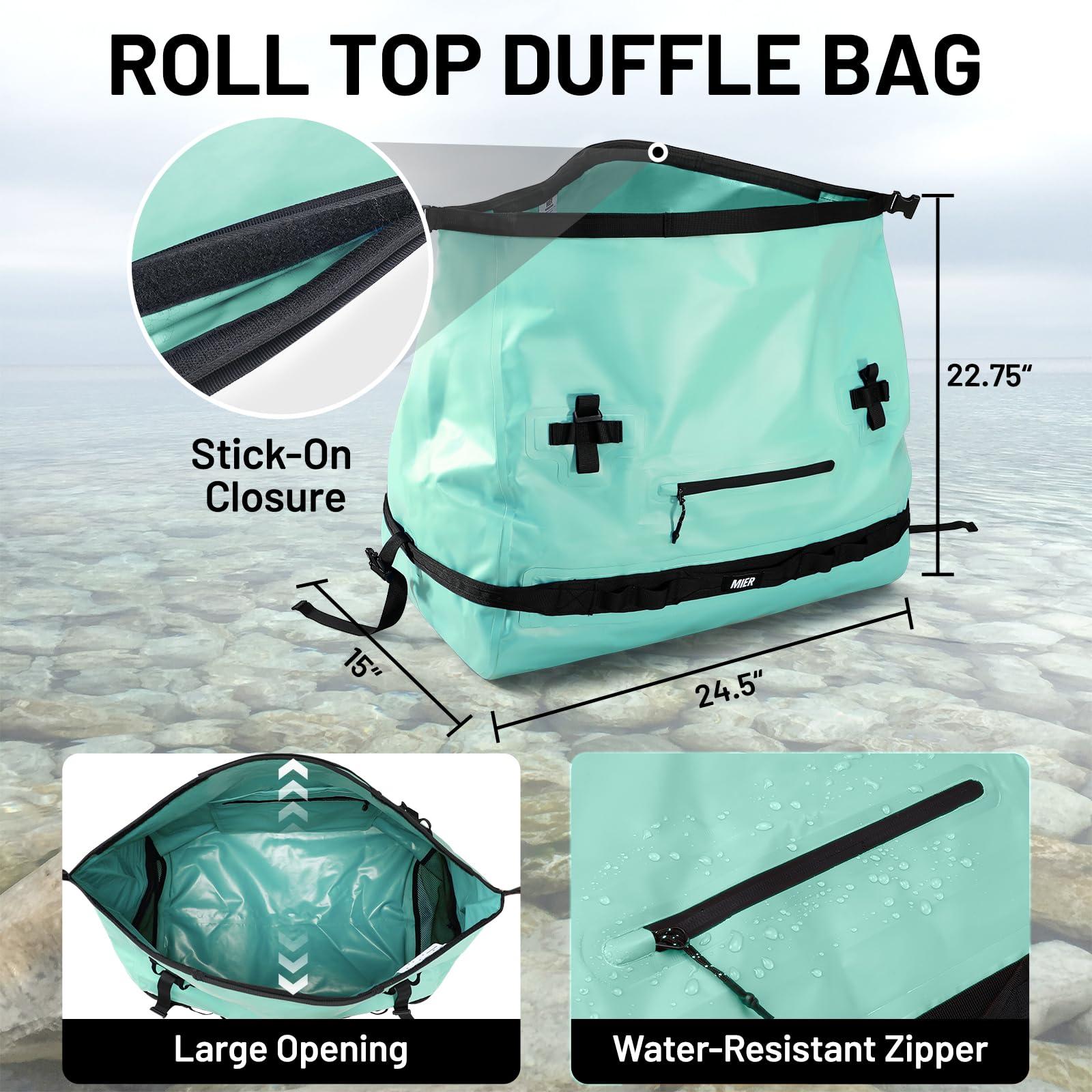 MIER MIER Large Waterproof Duffel Bag Rolltop Dry Backpack Duffle Bags for Kayaking, Rafting, Boating, Swimming, Camping, Travel, Gym, Beach, 80L, Green