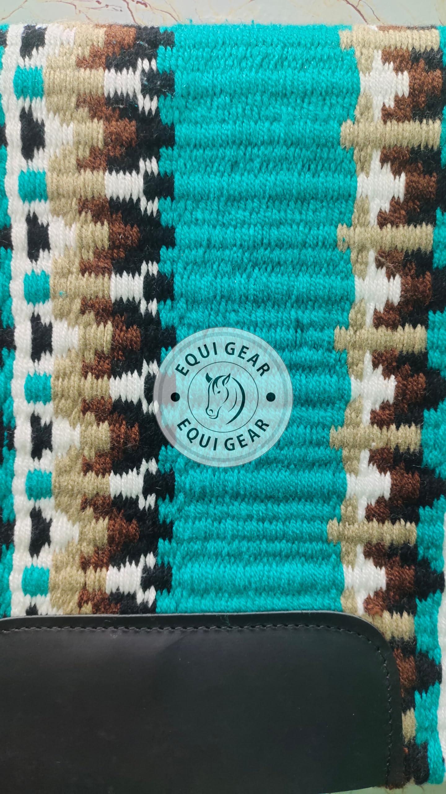 EQUIGEAR EQUIGEAR Western Ranch Horse Saddle Blanket New Zealand Wool Western Design Handmade Saddle Blanket Top Wool Pad Sensor Flex (Customization Available) ZB-077 (34" x 32")