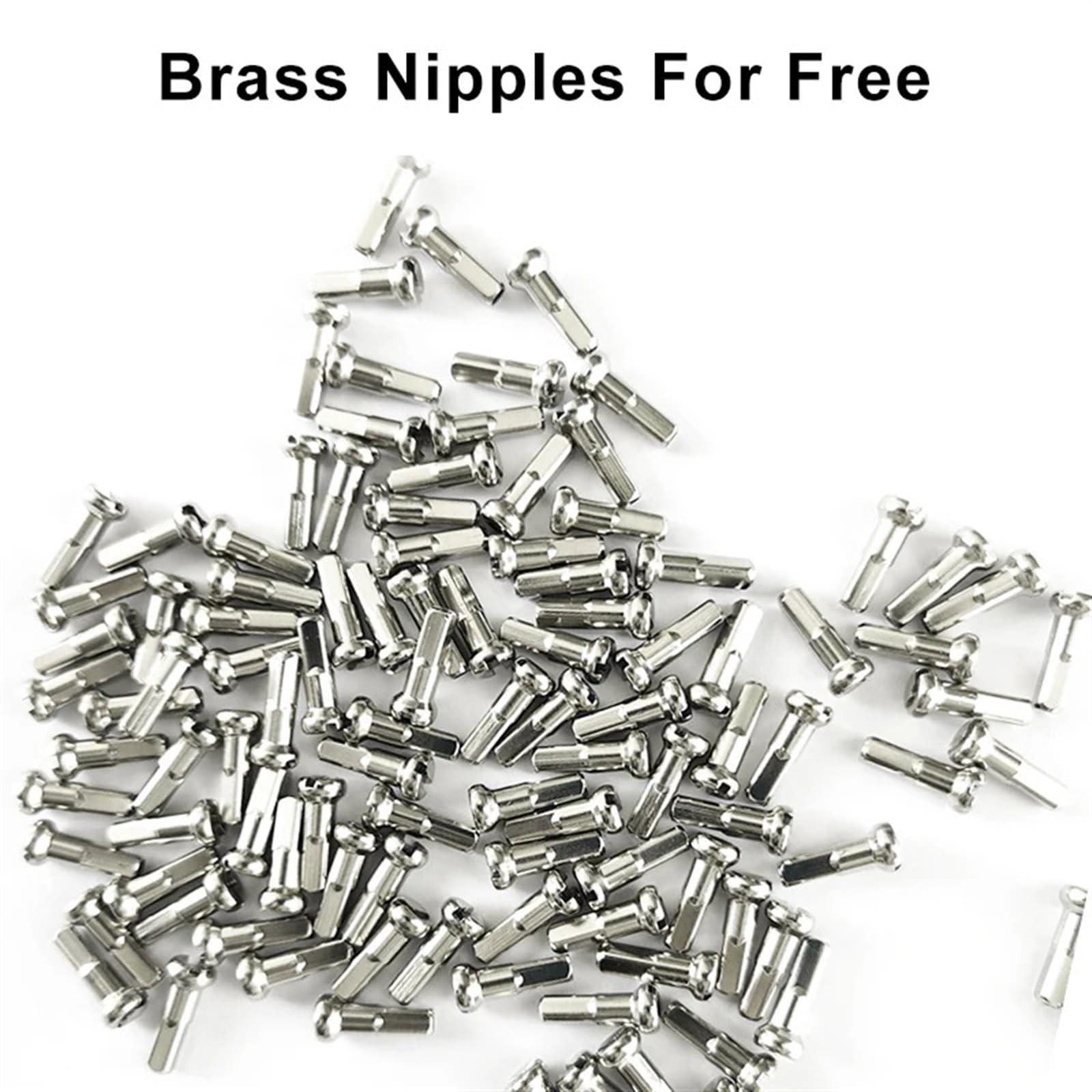 USZHANGXIANG USZHANGXIANG 10/20Pcs 14G 2.0MM Bicycles Flat Spokes with Brass Nipples Road Bike Straight Pull Spokes Steel 261 272 276 282 292 296MM Bike Spoke Cycling Parts(10Pcs 282mm)