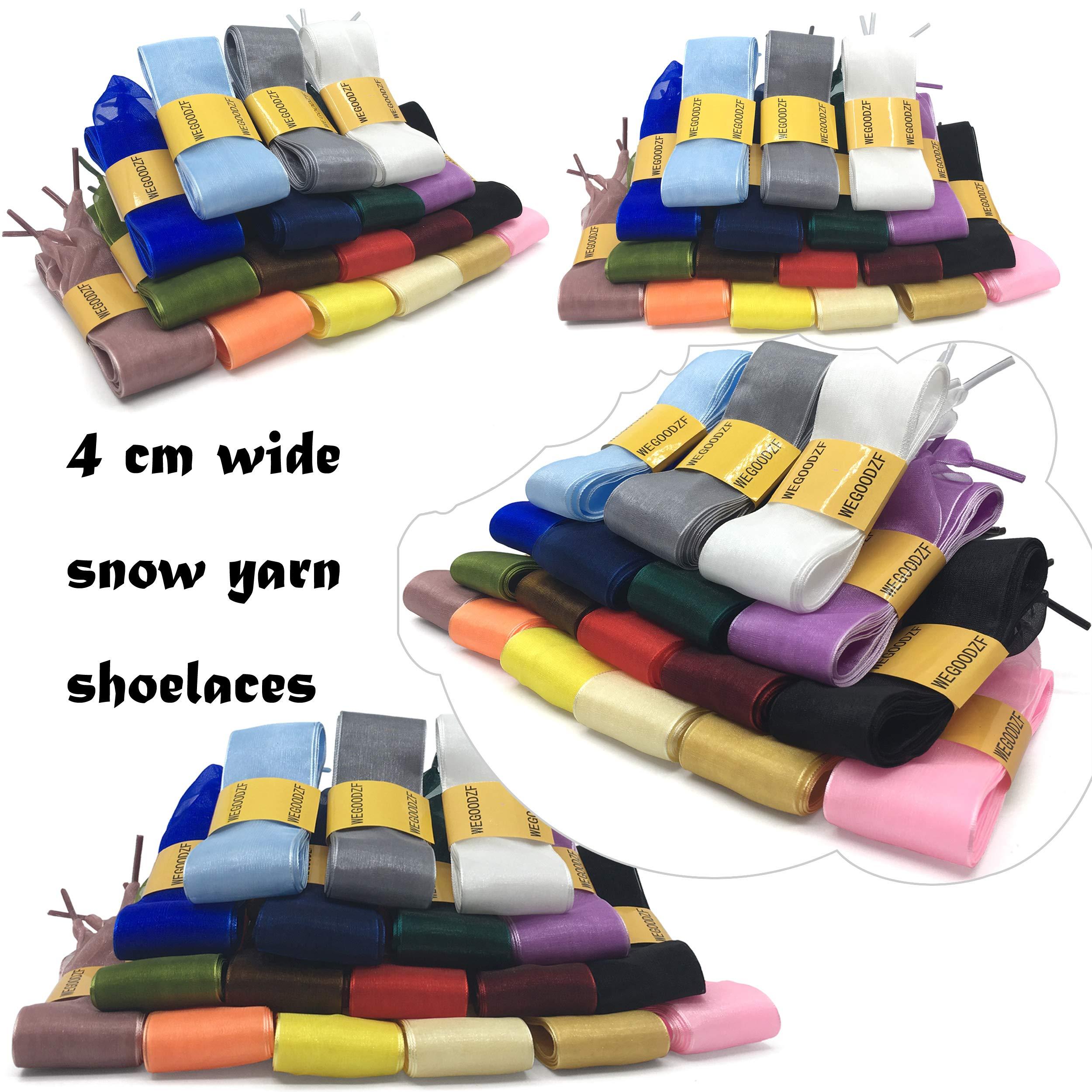 WEGOODZF WEGOODZF Flat Snow Yarn Shoelaces: 4CM Wide Black Silk Shoe Laces for Sneakers 47 inch-2 Pairs