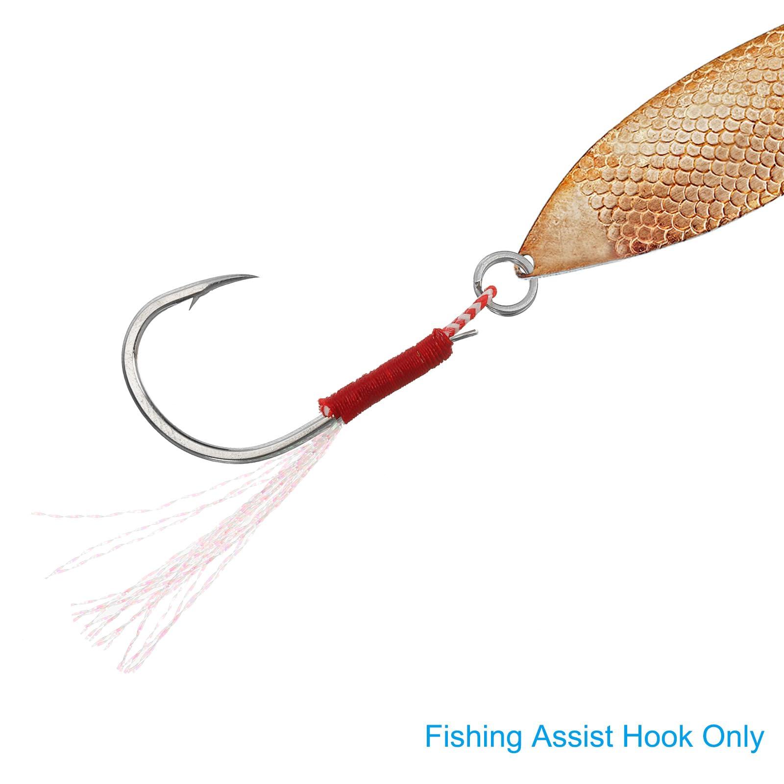 PATIKIL PATIKIL Fishing Assist Hooks Kit, 20 Pcs Glow Jigging Hook Slow Fast Fall Jigs Fishing Hooks for Vertical Jigging Lures, Green (22#,2.8\"x0.9\")