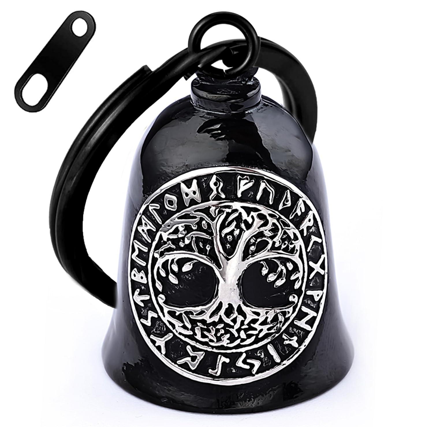 AilRabbit Motorcycle Viking Bell - Motorcycle Angel Bell for Men and Women, Motorcycle Accessories (Black Silver)