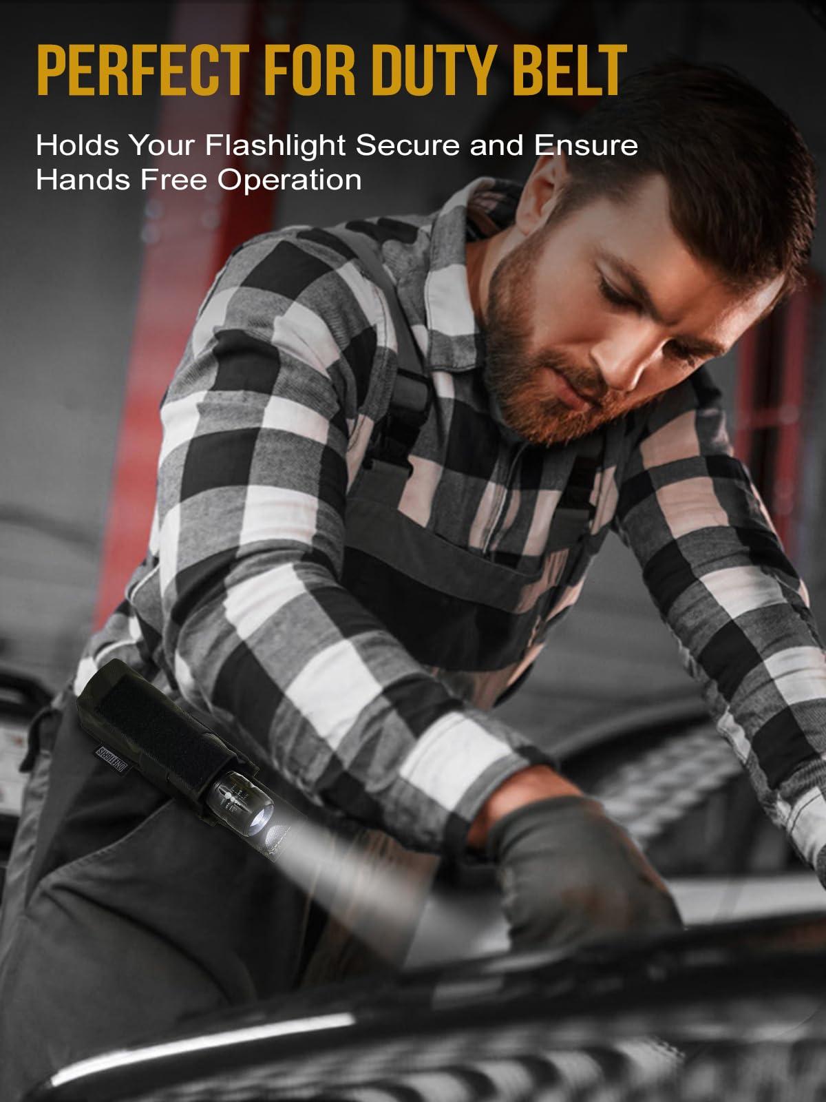 ONETIGRIS OneTigris Flashlight Holster Flashlight Holder Molle Flashlight Holster Tactical Flashlight Pouch Holder for Belt 1000D Cordura Nylon