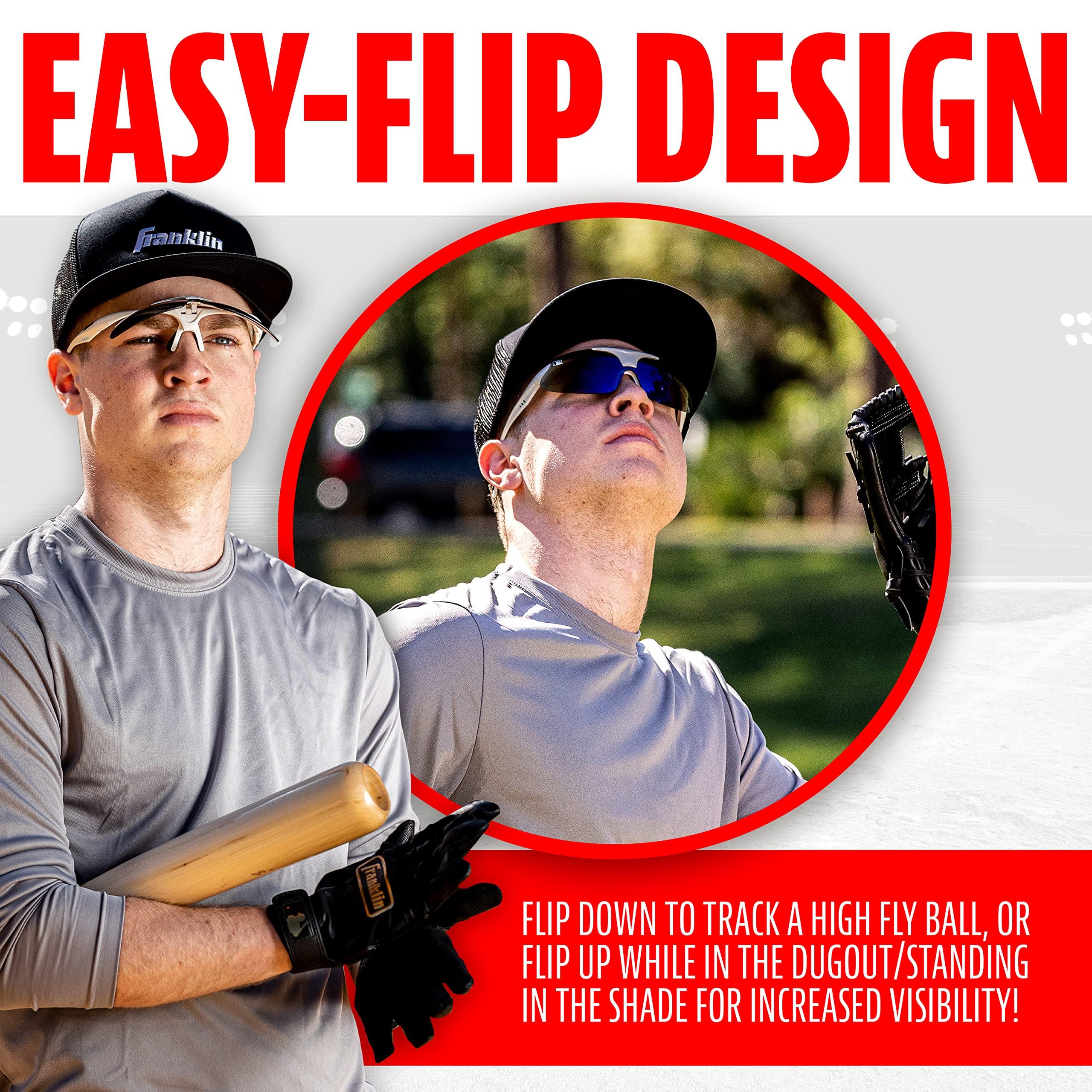 Franklin Sports Franklin Sports Oval MLB WHT DLX FLIP-UP Sunglasses, White, 147mm