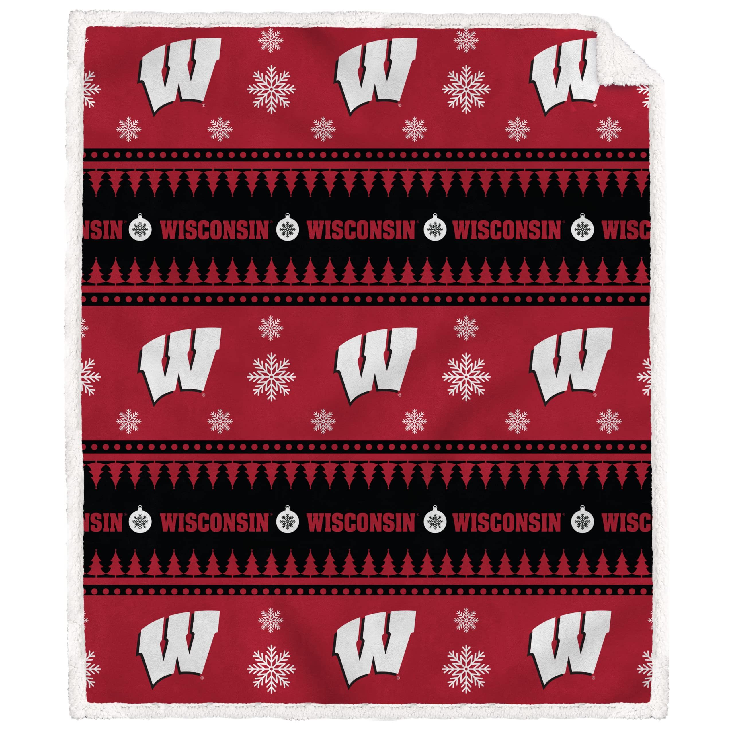 Proformance Home Proformance Home Officially Licensed NCAA Wisconsin Badgers Wrap Sherpa Flannel Fleece Blanket, Team Color, 60" x 70" (NCAABLGW-6WIS)