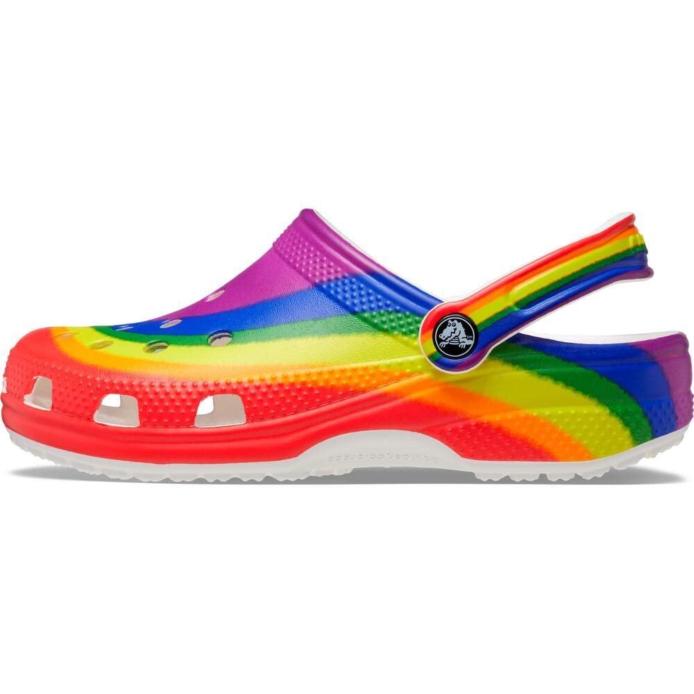 Crocs Crocs Unisex-Adult Classic Graphic Clogs, Rainbow, 14 Women/12 Men