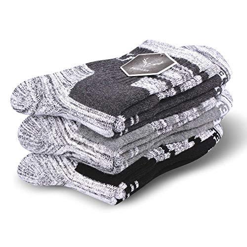 FEIDEER FEIDEER Hiking Socks Walking Socks For Men, 3-pack Outdoor Recreation Socks Moisture Wicking Quarter Crew Socks (19103-XL)