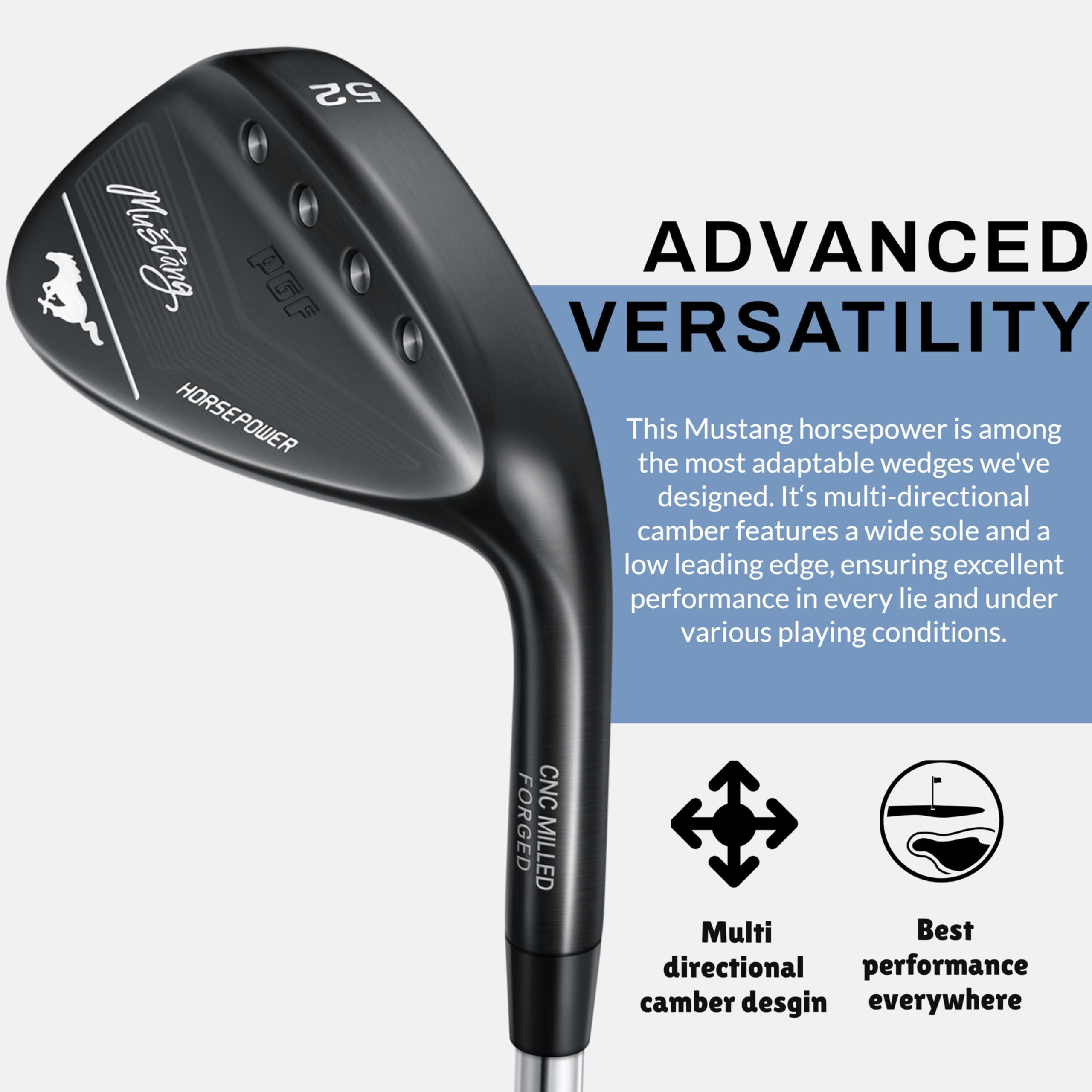 PGF GCWarehouse PGF Mustang Full Face Milled Forged High-Toe Golf Wedge Set for Men[50Degree][Right Handed][Black]