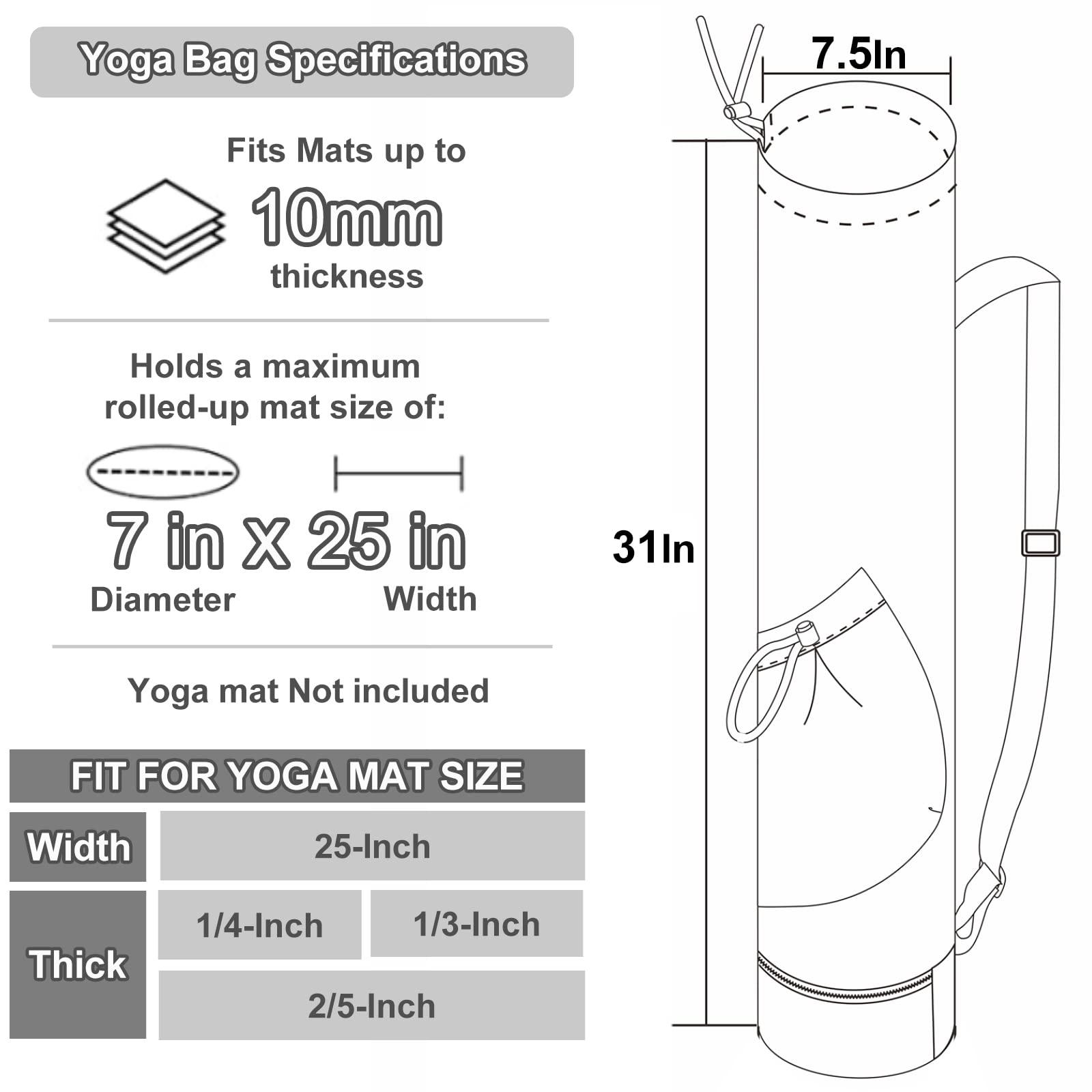 sportsnew sportsnew Yoga Mat Bag Drawstring Pocket-Full Zip Cargo Yoga Mat Carrier Bag with Water Bottle Pocket and Bottom Wet Pocket Exercise Yoga Mat Carrier Multi-Functional Storage Bag, Army Green & Grey