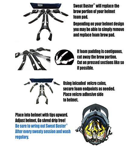 Sweat Buster Sweat Buster Bike Helmet Sweatband Stops Sweat Dripping, Keeps You Cooler, Premium Comfort, Simple Helmet Integration & Quick Removal for Washing. Mountain Biking, Road Biking or Any Cycling.
