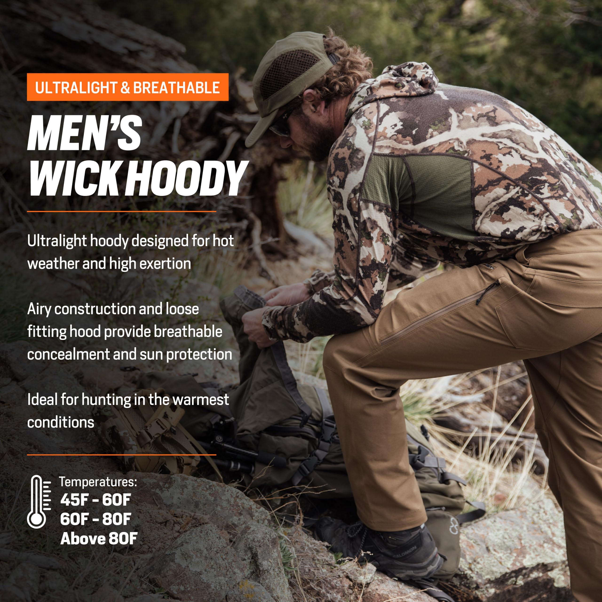 First Lite First Lite Mens Wick Hoody - Merino Wool Ultralight Camo Hunting Base Layer, Quick Dry, UV Protection Hunting Clothing, Conifer, Medium