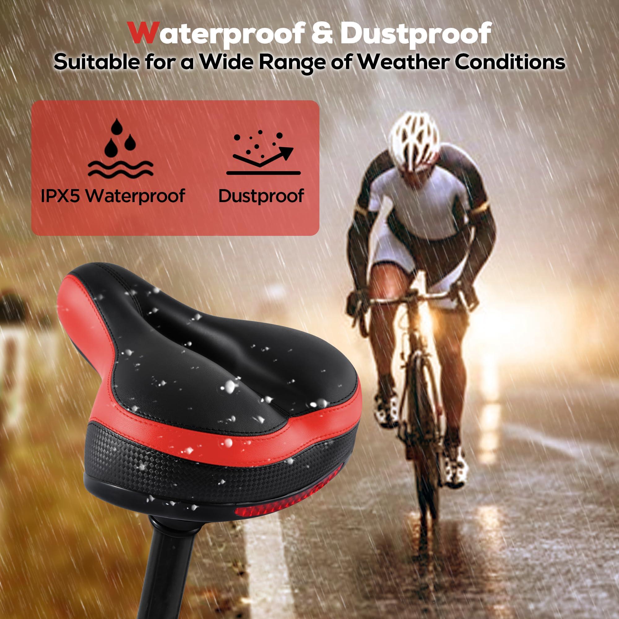 IPOW IPOW Comfort Bike Seat for Women or Men, Bicycle Saddle Replacement Padded Soft High Density Memory Foam with Dual Shock Absorbing Rubber Balls Suspension Universal Fit for Indoor/Outdoor Bikes/Red