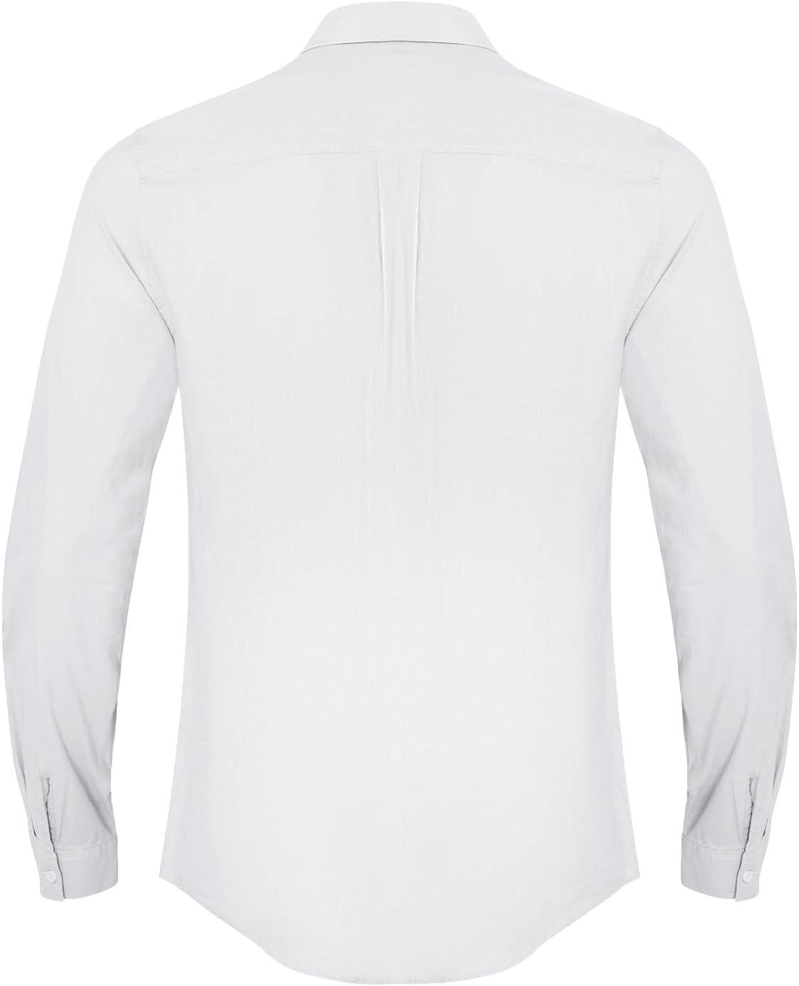 JEKAOYI JEKAOYI Button Down Linen Shirts for Men Casual Long Sleeve Regular Fit Cotton Beach Shirts with Pocket