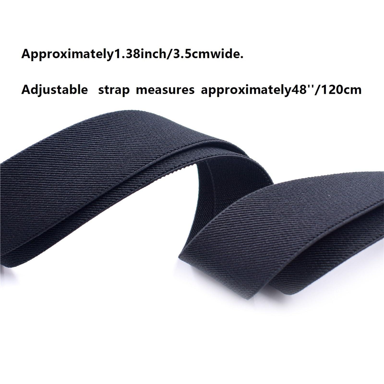 Gwroyx Heavy Duty Big and Tall Suspenders for Men,Wide X-Back 4 Strong Clips, Adjustable Elastic Trouser Braces Strap Belts(Black)