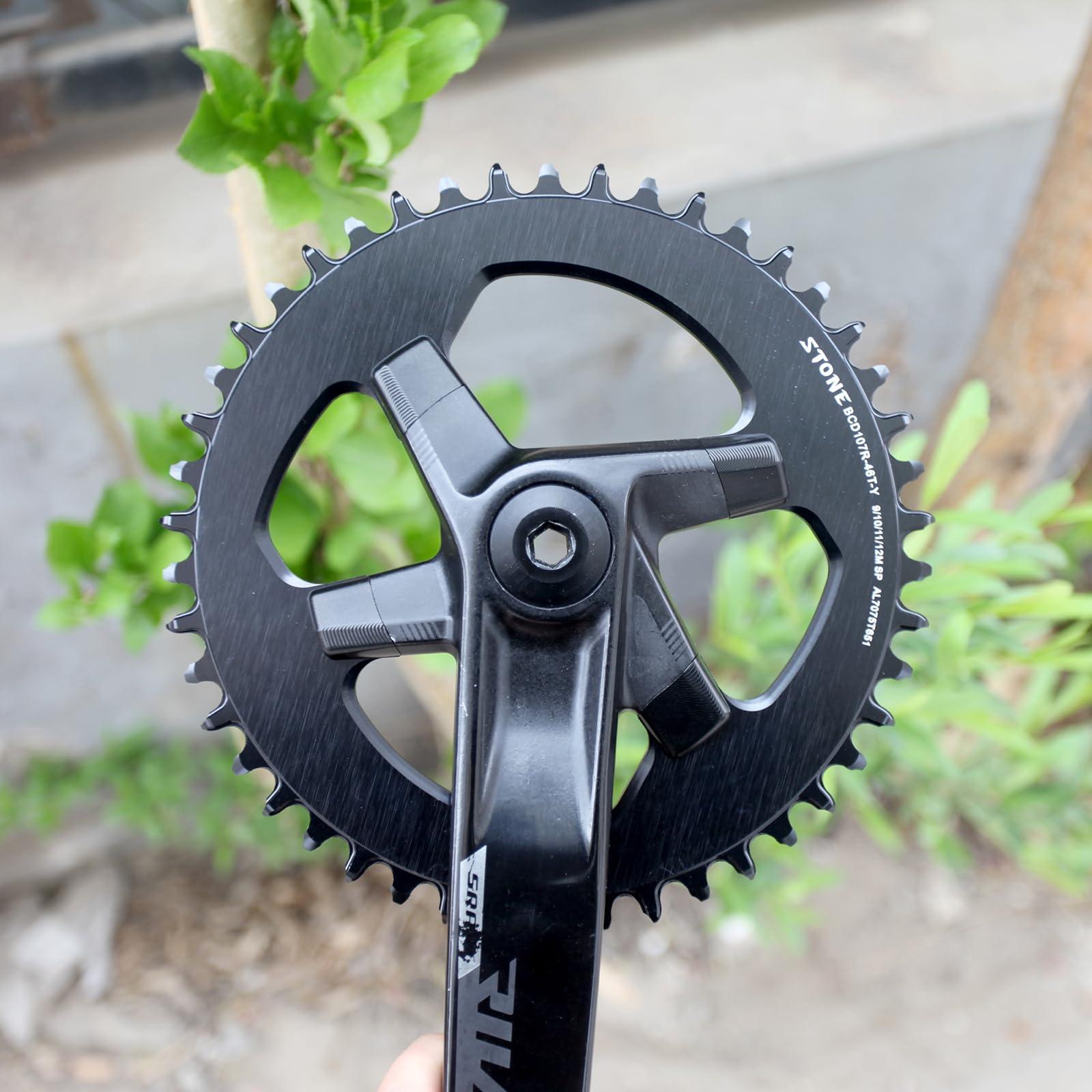 DJC Components DJC Stone Round Chainring 107BCD for Sram Rival Crankset 107 Bcd Road Bike 34 36 40 42 44 46 48 50 52 54 56 58 60T AXS Flattop