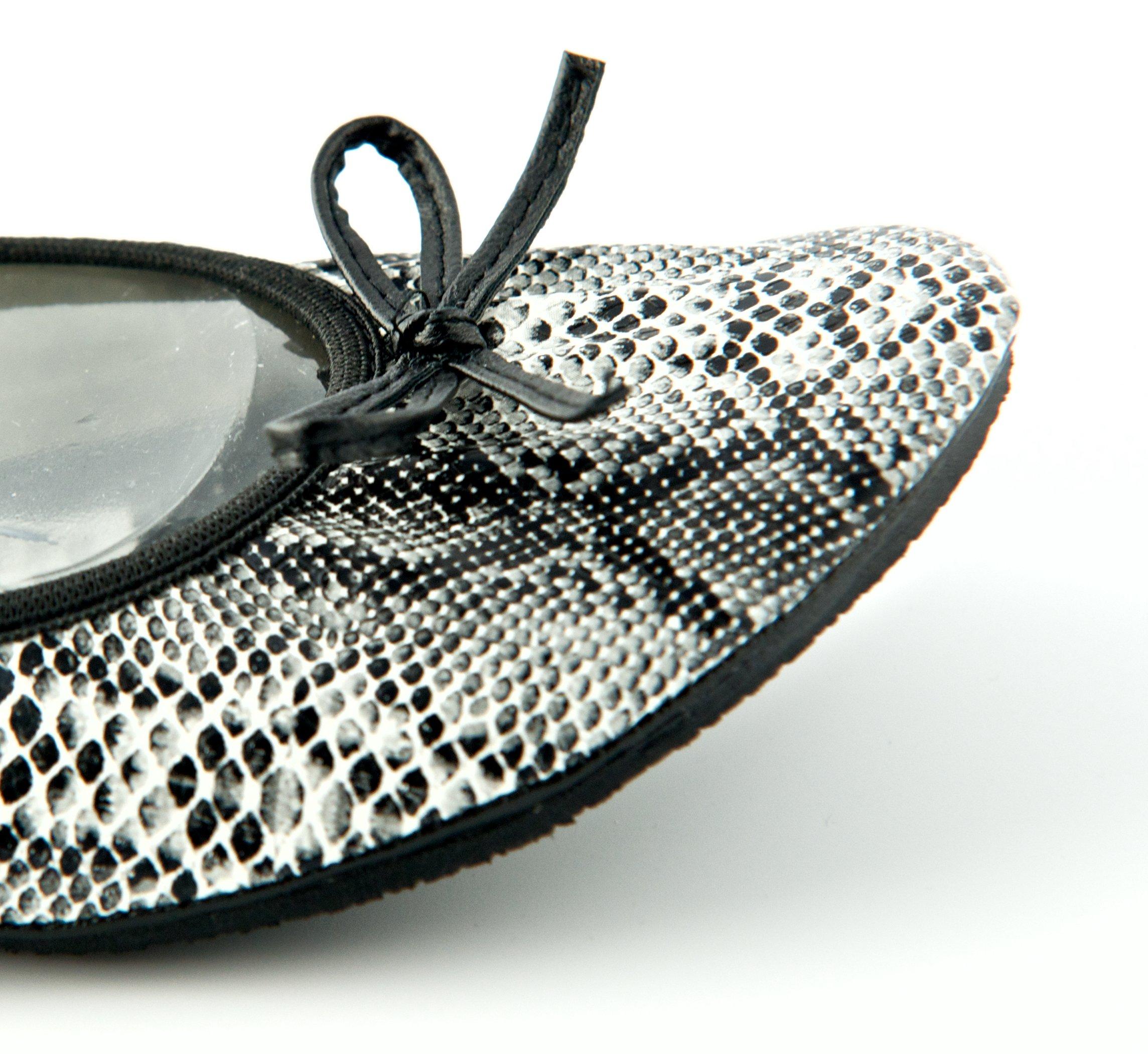 Fit in Clouds Womens Patent Style Foldable Portable Ballet Flats Shoes That fit in a Carry Pouch (11, Black Diamond, Numeric_11)