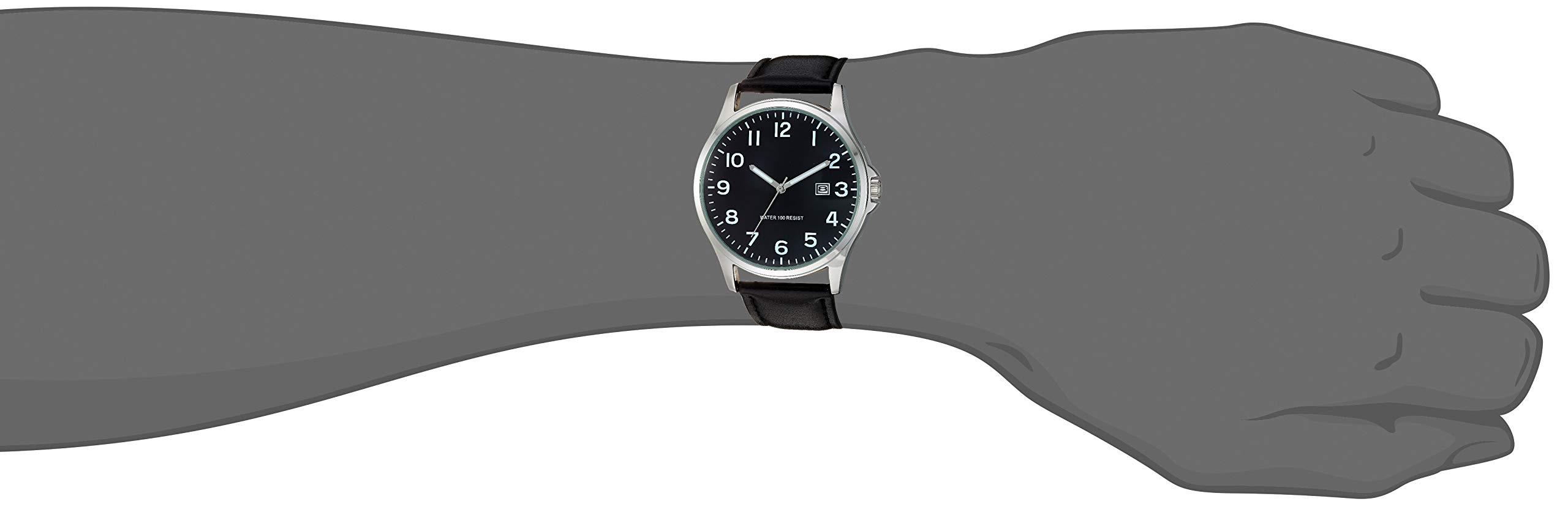Amazon Essentials Amazon Essentials Men's Easy to Read Strap Watch, Silver-Tone and Black Strap