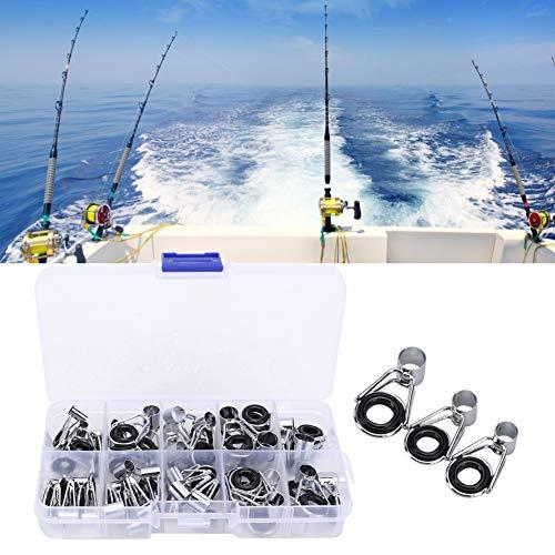 Alomejor Alomejor 90Pcs 9Size Stainless Steel Ceramics Fishing Rod Guides Fishing Rod Guides Tips Parts Fishing Rod Repair Kit