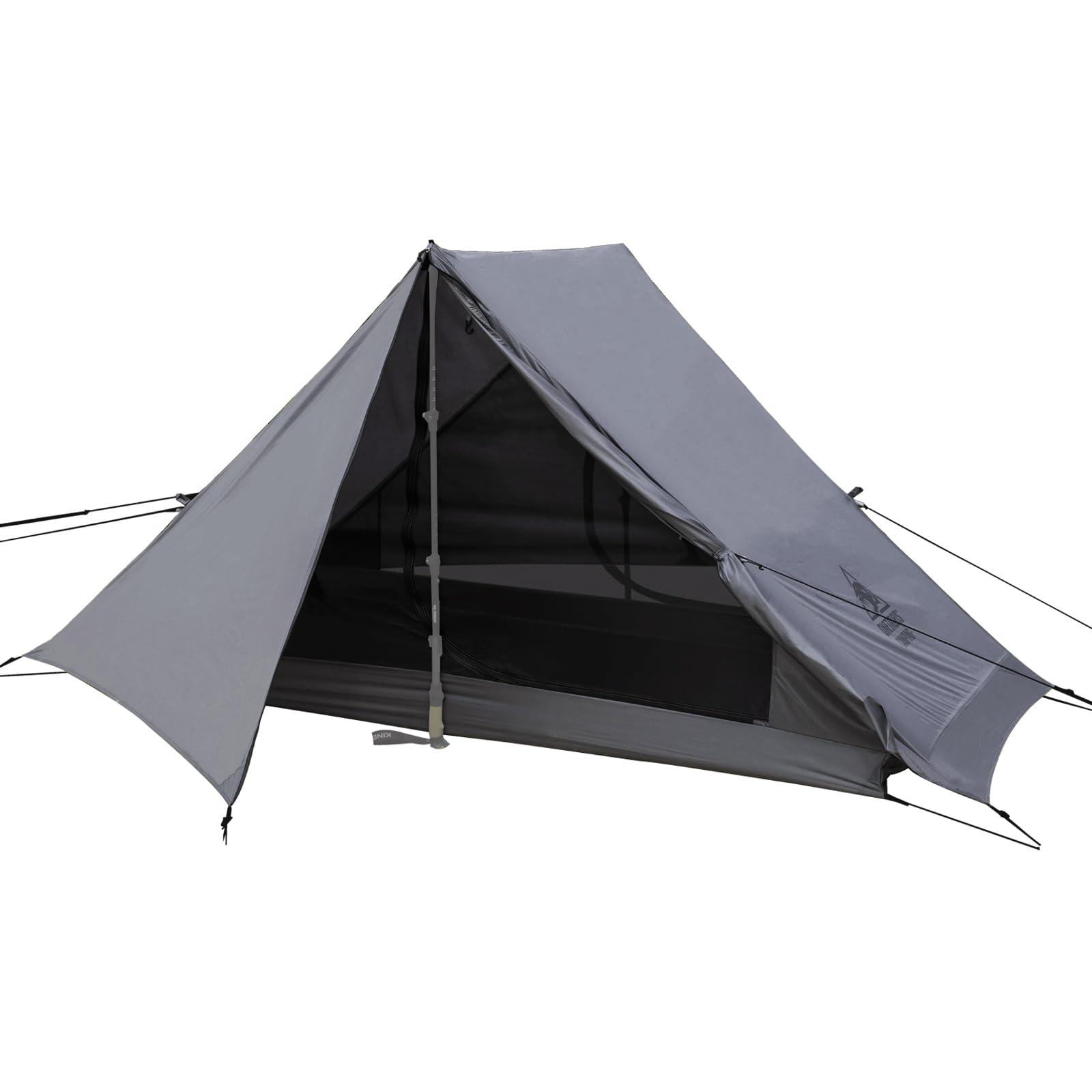 OneTigris OneTigris HILLRIDGE Backpacking Tent, Waterproof Windproof 2 Person Tent, 20D SIL-Coated Nylon, Single Layer, Ultralight 3 Season Tent for Camping Hiking Canoeing Travel (Wolf Gray)