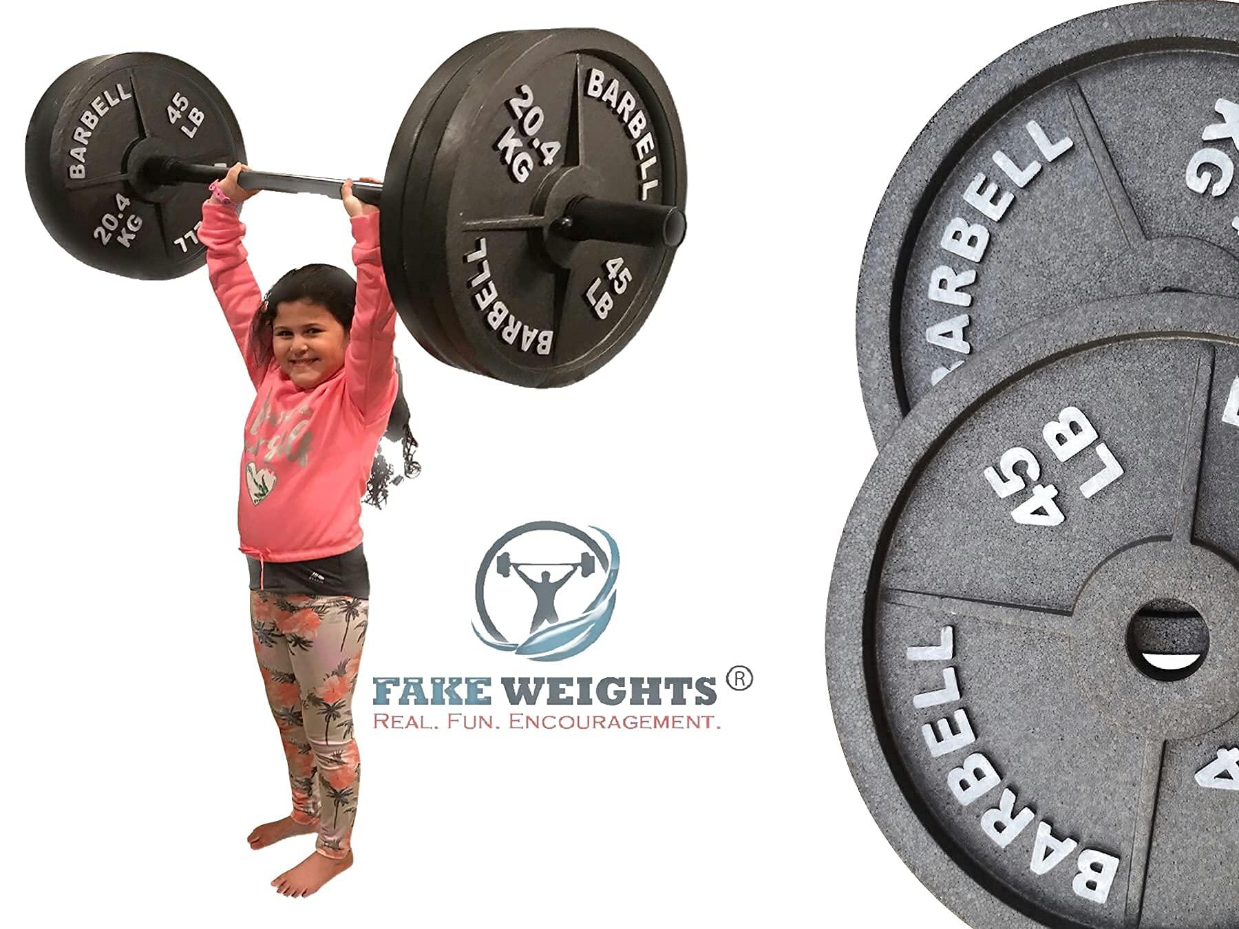 Fake Weights Fake Weights Fake Not 45lb Weight Plates Styrofoam Olympic Style 45 lb Barbell Pair Prop Marketing Barbell Bar Not Included
