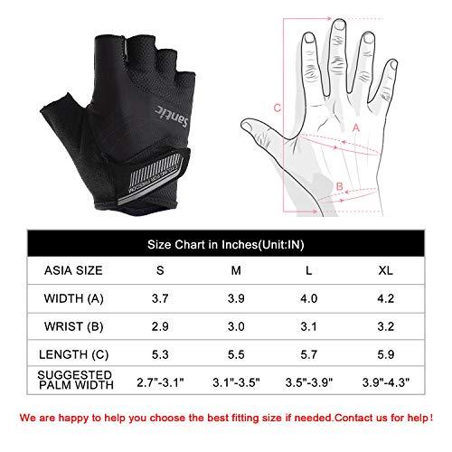 Santic Santic Classic Fingerless Cycling Gloves with Shock-Absorbing Foam Pad Breathable Half Finger Moutain Bike Bicycle Riding Gloves for Men and Women Black XL