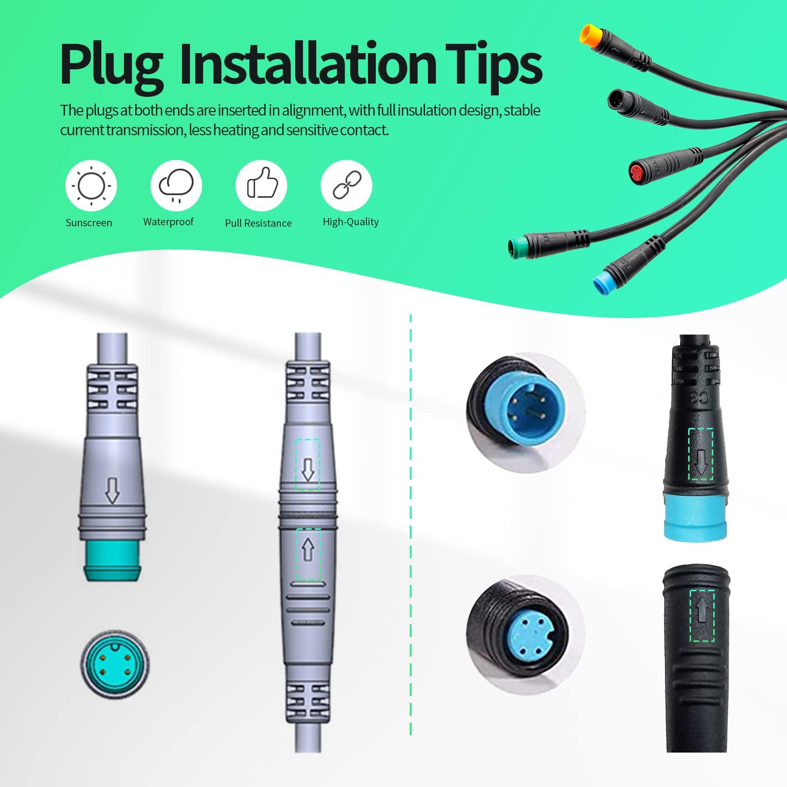 MUSELK Ebike Extension Cable 2/3/4/5/6 Pin Waterproof Plug Female to Male for Electric Bicycle Motorbike Mid Drive/Hub Motor Conversion Kit Light/Throttle/PAS/Display/Shift Sensor Signal Line (2PIN-M-M)