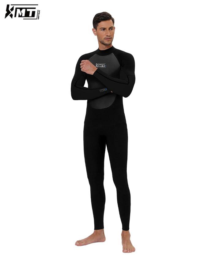 KMT KMT Wetsuit for Men, 3/2mm Wetsuits Neoprene Fullbody Back Zip Wet Suits Keep Warm in Cold Water