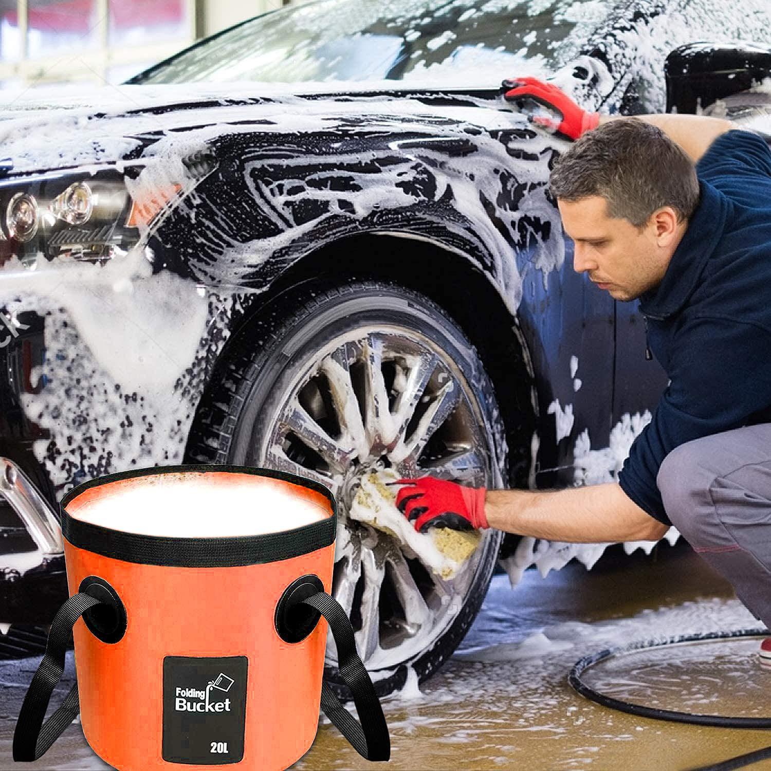 Esthesia Collapsible Bucket, Esthesia 5 Gallon Bucket Multifunctional Portable Collapsible Wash Basin Folding Bucket Water Container Fishing Bucket for Travelling Camping Hiking Fishing Gardening