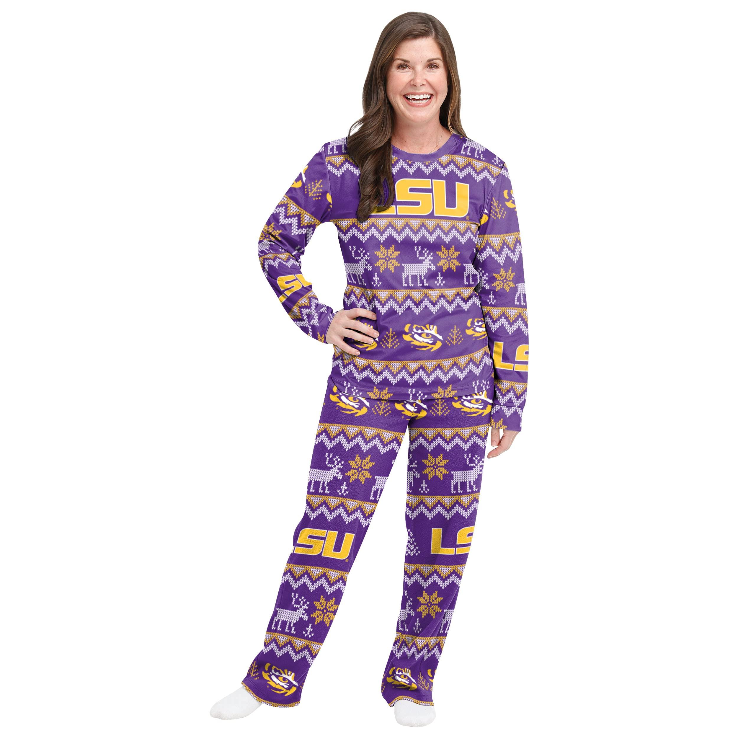 FOCO FOCO Women\'s NCAA College Team Matching Set Family Pajamas, Holiday Ugly Pattern, Medium