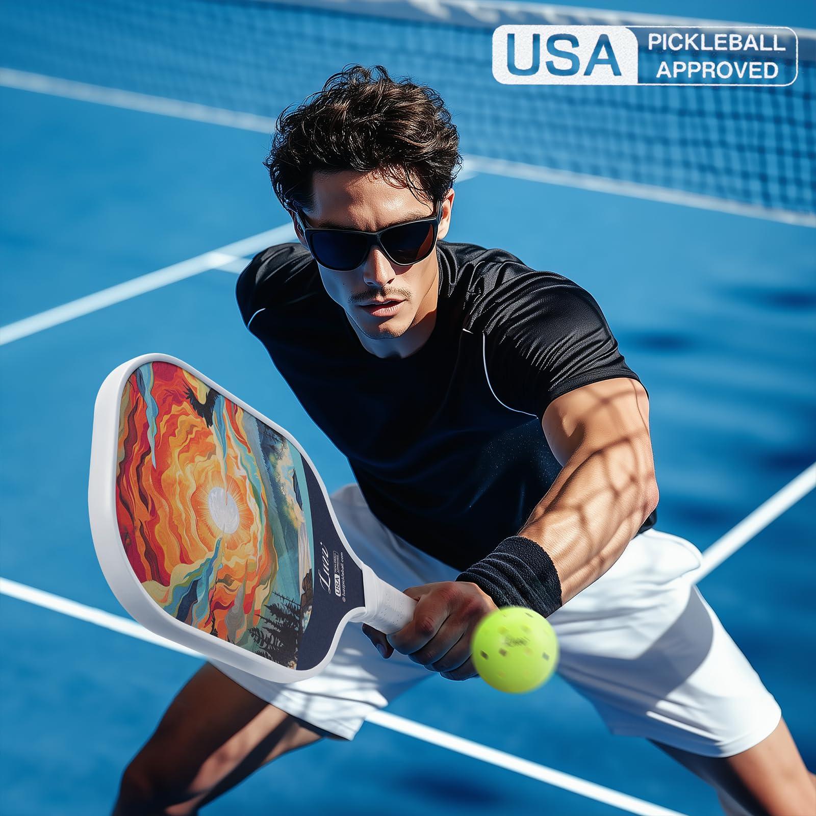LUZZ PICKLE Luzz Carbon Fiber Pickleball Paddles, Sandblasted Surface USAPA Approved Pickleball Rackets for Beginners Increased Spin Control Pickle Ball Paddle Set for Men,Women,Pros,Adults,Sunset