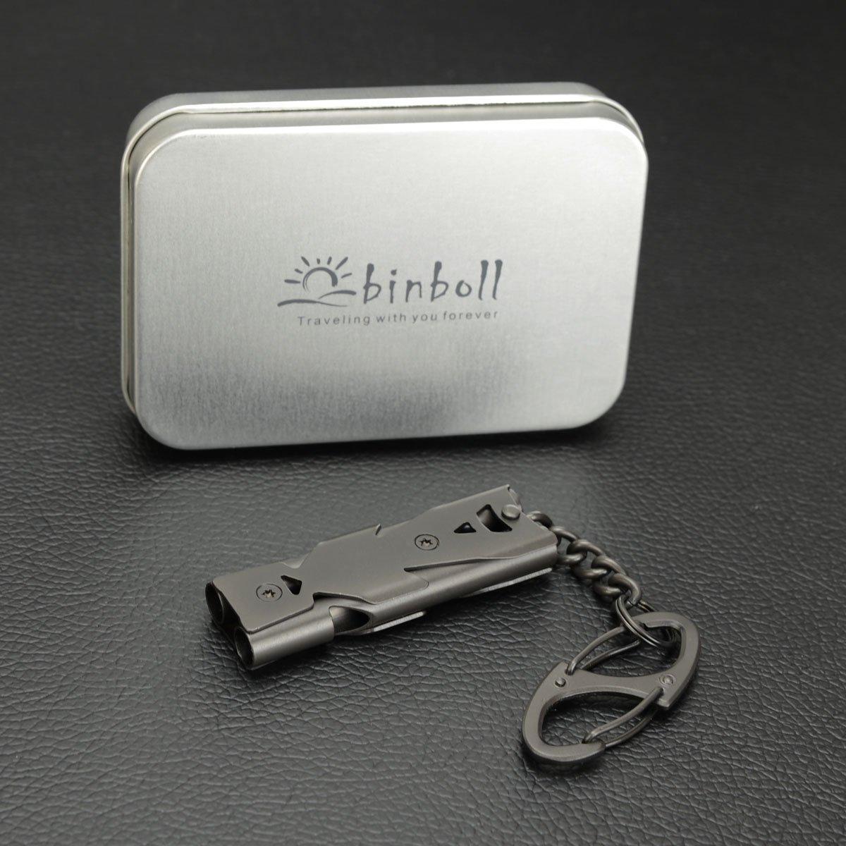 binboll binboll Whistle Emergency Whistles Keychain Rape Whistle Stainless Steel High Decibel Whistles (Double tubles Whistle -Gun 2pcs)