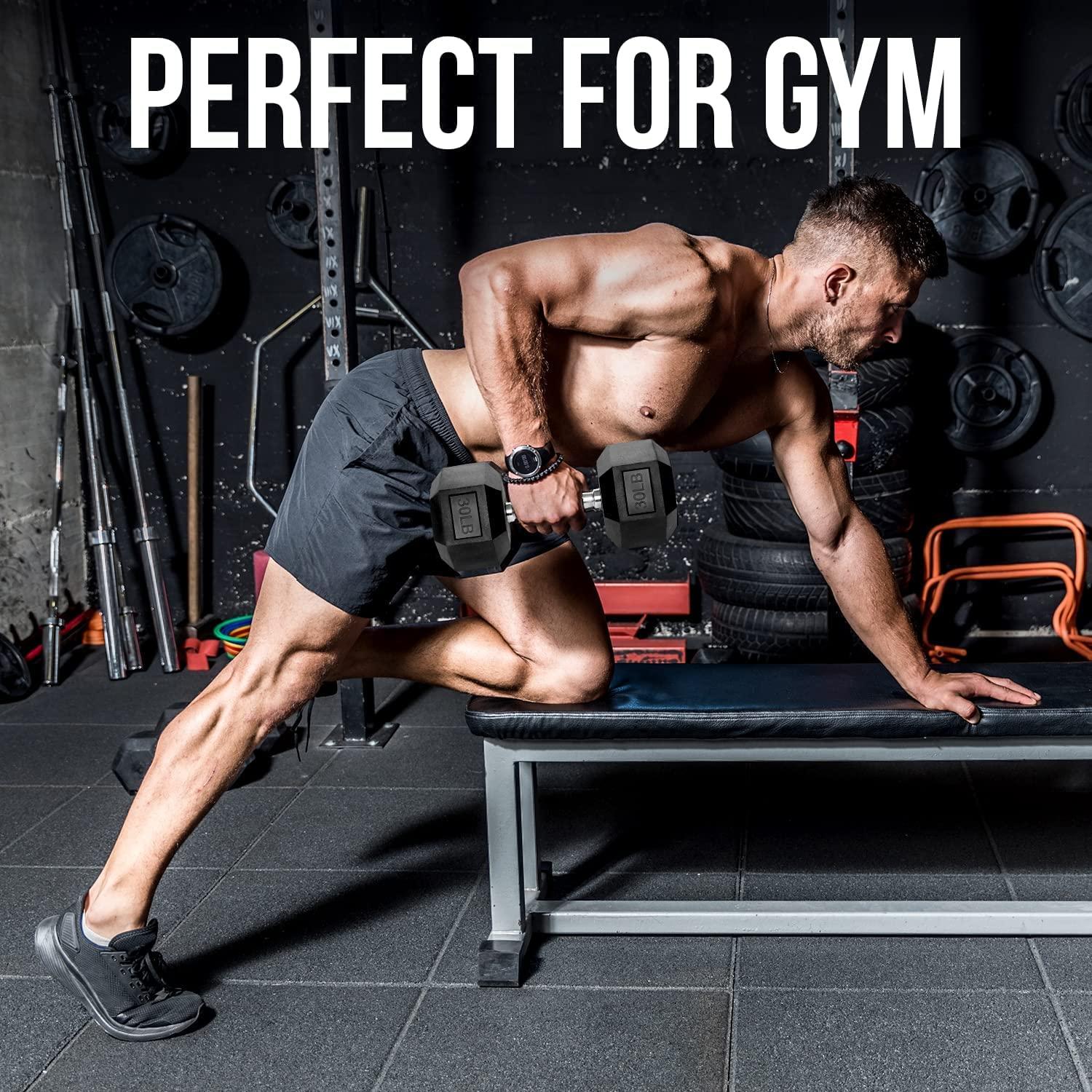 Iron Crush Iron Crush Hex Dumbbells - Heavy Duty PVC Coated Weights, Chrome-Plated Knurled Handles - Workout, Exercise, Lifting, Body Building Home Gym Training Gear - 3 Lb to 50Lb Options - Sold in Pairs