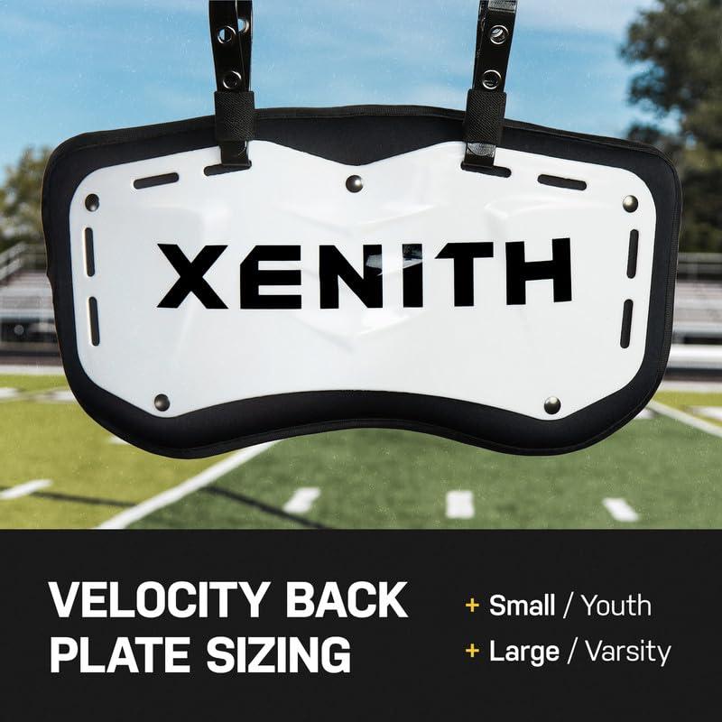 Xenith Xenith Elite Football Back Plate- Lower Backplate for Shoulder Pads- Durable Adjustable Straps and High Impact Padding- Elite Chrome - Universal