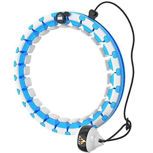 GUANG-K Smart Sports Hula Hoop, Detachable, Adjustable Weight, Automatic Rotation 360-degree Massage Fitness Hoop, Suitable for Beginner Men and Women/Blue/M