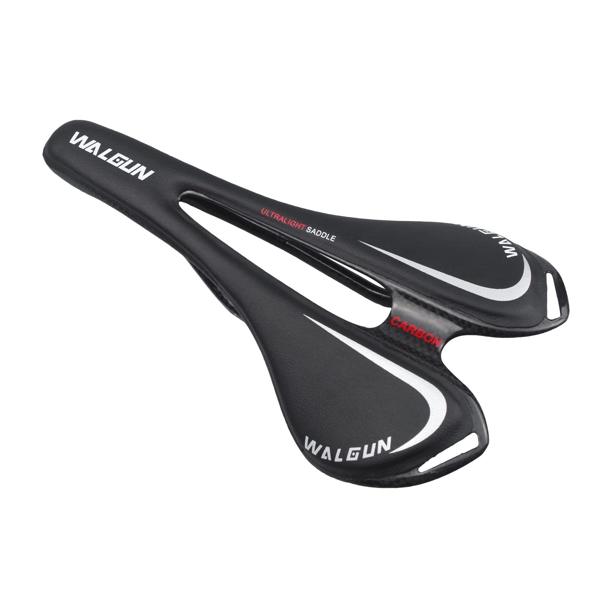 WALGUN WALGUN WG998 Comfortable Carbon Bike Saddle for Men Women Road MTB Mountain Bike Carbon Bike Seat with Oval Rail 7x9 Lightweight Bicycle Carbon Saddles 143mm (Black)