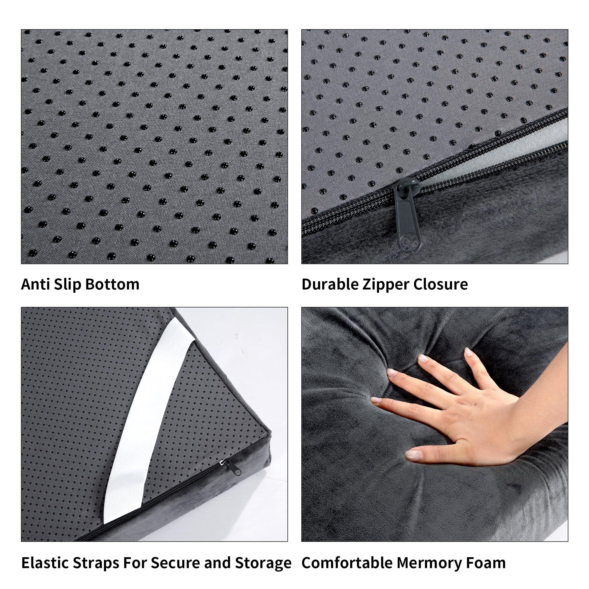 HOMBYS HOMBYS Portable Memory Foam Camping Mattress for Outdoor Sleeping, 3" Thick Waterproof Roll Up Camping Mattress Pad Mat for Travel Truck Bed Tent (Dark Grey, Small Single-72"x24"x3")
