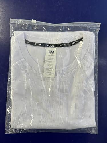 Boyzn 3 Packs Workout Shirts for Men - Activewear Tops Gym Shirts Dry Fit Mesh Moisture Wicking Running Fitness Short Sleeve Crewneck Sports Athletic T-Shirt Tops Black/Gray/Blue-3P02-L