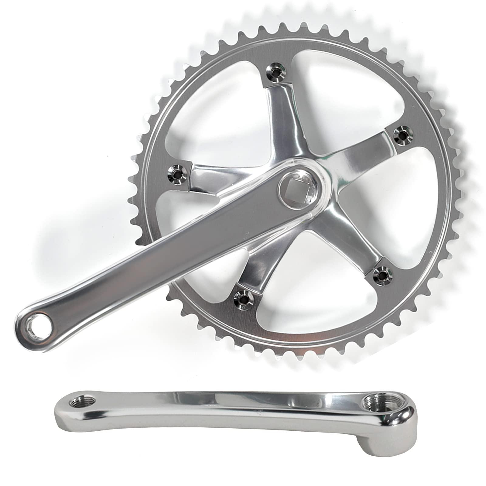 SENQI SENQI Single Speed Bicycle Crankset for Fixed Gear Bikes and Folding Bikes Aluminum Alloy Bike Crank 49T 170mm BCD144mm (Silver)