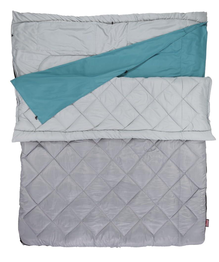 Coleman Coleman 45F Double Sleeping Bag, Queen Size XL Sleeping Bag with Big & Tall Design, 2 Sleeping Bags When Zipped Apart, 3-Layer Comfort with Snag-Free Zipper & Stuff Sack, Machine Washable