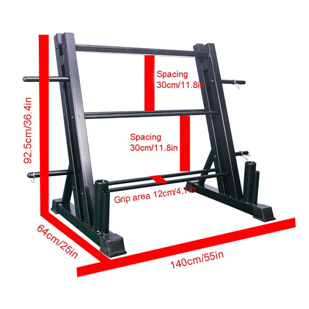 LANGWEI Home Gym Storage Rack, Multifunctional Adjustable Dumbbell Rack 3 Tier, Weight Rack for Dumbbells Kettlebells Weight Bar and Plates Fitness Equipment