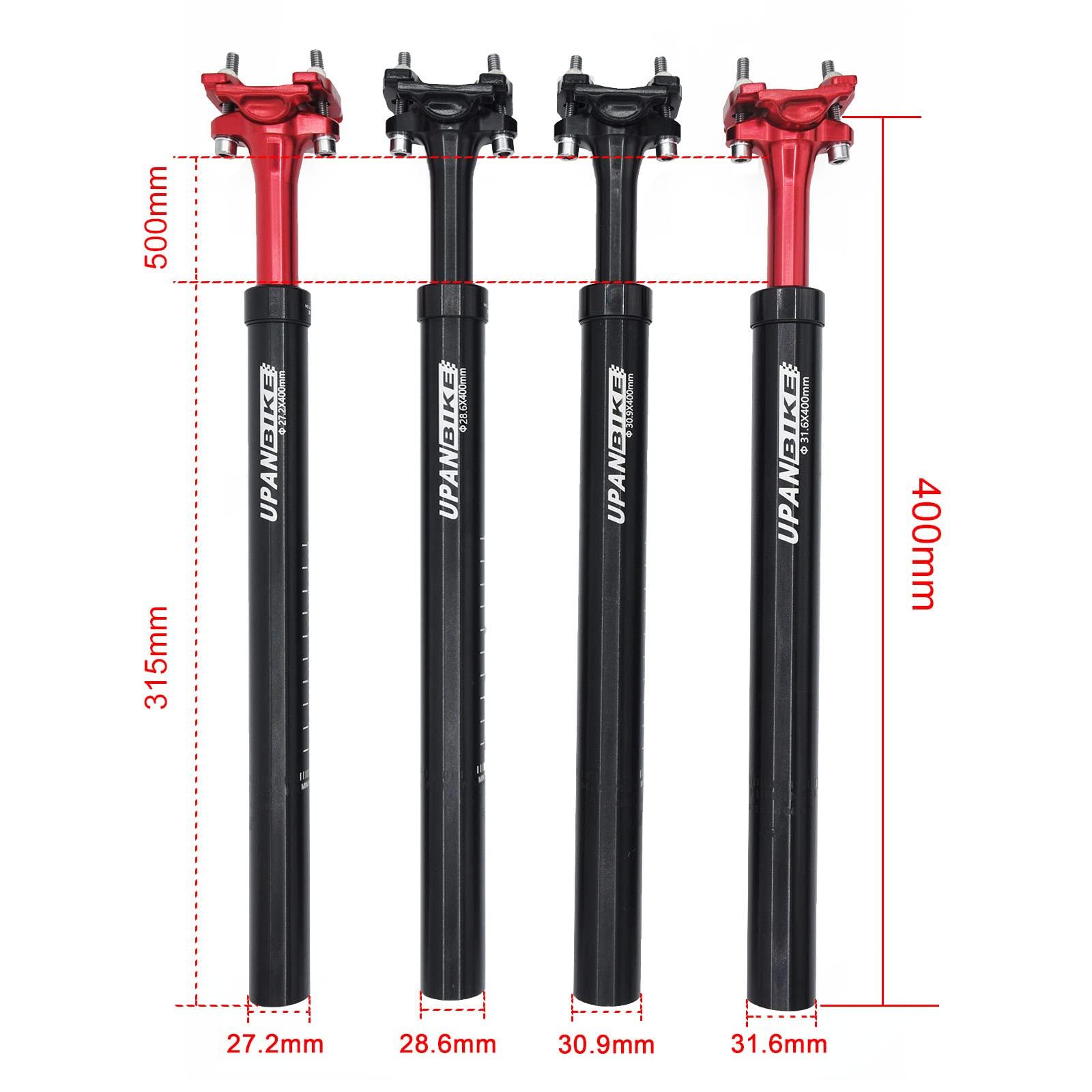UPANBIKE UPANBIKE Bike Suspension Seatpost 400mm Length 27.2mm 28.6mm 30.9mm 31.6mm Shock Absorber Seat Post for Mountain Bike Seat Post BMX Road Bike(31.6mm*Black)