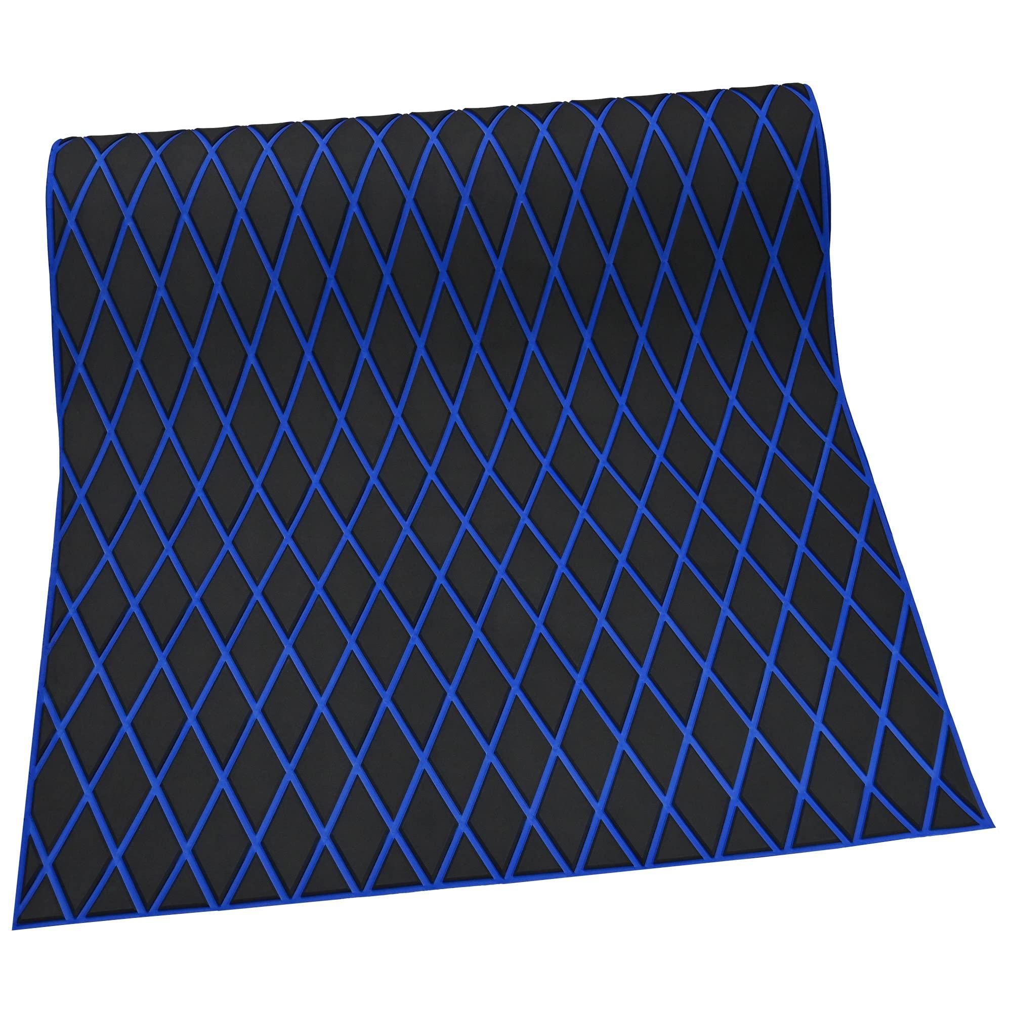 KT GuoMei KT GuoMei 94.5\" 37.8\" EVA Foam Boat Decking Sheet Faux Teak Decking Self-Adhesive Marine Yacht RV Swimming Pool Boat Flooring Motorboat Non-Skid (Dark Gray and Blue Stripes)