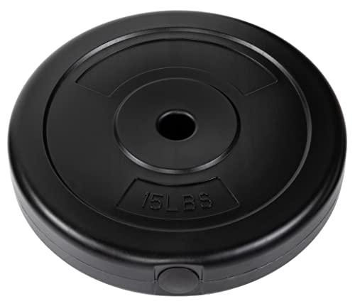 Signature Fitness Fitvids Vinyl Standard 1-Inch Plate Weight Plate for Strength Training and Weightlifting, 100-Pound Set with Barbell