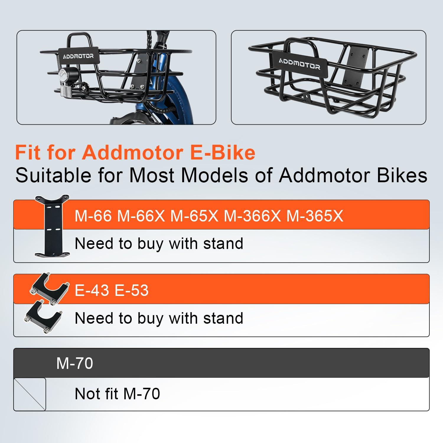 ADDMOTOR Addmotor Electric Bike Metal Front Basket Small, Not Fit for M-70 M-360Regular